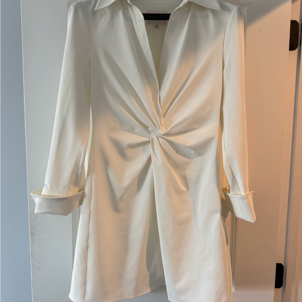 Cinq a Sept White McKenna Long Sleeve Shirt Dress Sz 6